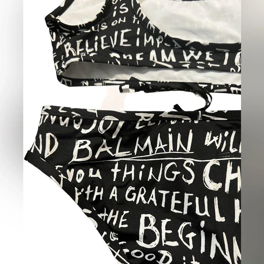 BALMAIN***Black/White Bikini Set***F36 US 4***$589 - Picture 5 of 5